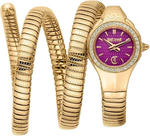Buy Shop Just Cavalli Vita Purple Dial Gold Steel Strap Watch for Women - JC1L355M0035 USA Online