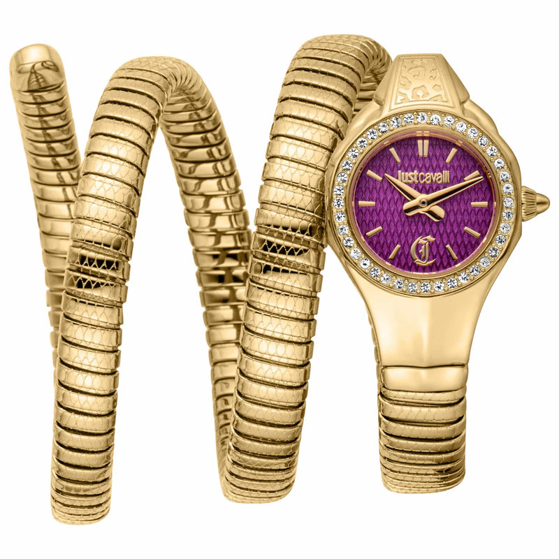 Buy Shop Just Cavalli Vita Purple Dial Gold Steel Strap Watch for Women - JC1L355M0035 USA Online