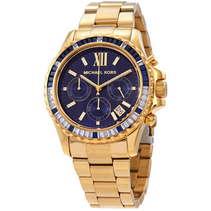 Buy Shop Michael Kors Everest Chronograph Blue Dial Gold Steel Strap Watch for Women - MK5754 USA Online