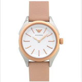 Emporio Armani Valeria Quartz White Dial Beige Leather Strap Watch For Women - AR11031