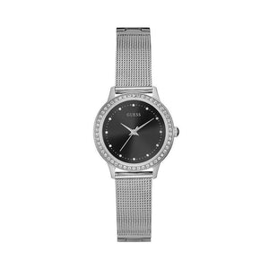 Buy Shop Guess Chelsea Crystals Black Dial Silver Mesh Bracelet Watch For Women - W0647L5 USA Online