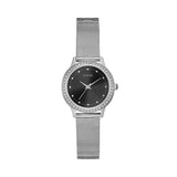 Guess Chelsea Crystals Black Dial Silver Mesh Bracelet Watch For Women - W0647L5