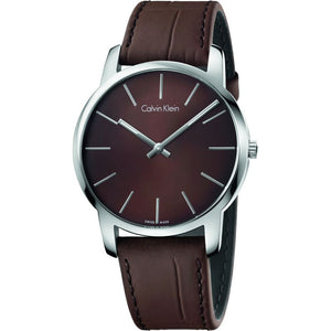 Buy Shop Calvin Klein City Brown Dial Brown Leather Strap Watch for Men - K2G211GK USA Online
