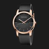 Buy Shop Calvin Klein City Quartz Black Dial Black Leather Strap Watch for Men - K2G2G6CZ USA Online