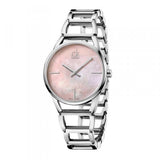 Buy Shop Calvin Klein Stately Pink Mother of Pearl Dial Silver Steel Strap Watch for Women - K3G2312E USA Online