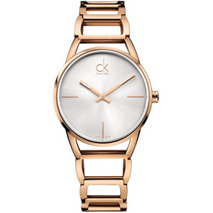 Buy Shop Calvin Klein Stately White Dial Rose Gold Steel Strap Watch for Women - K3G23626 USA Online