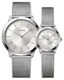 Buy Shop Calvin Klein Minimal Silver Dial Silver Mesh Bracelet Watch for Men - K3M21126 USA Online