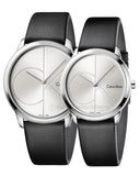 Buy Shop Calvin Klein Minimal Silver Dial Black Leather Strap Watch for Men - K3M221CY USA Online