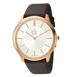 Buy Shop Calvin Klein Minimal White Dial Brown Leather Strap Watch for Men - K3M216G6 USA Online