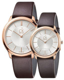 Buy Shop Calvin Klein Minimal White Dial Brown Leather Strap Watch for Women - K3M226G6 USA Online