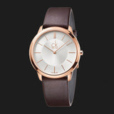 Buy Shop Calvin Klein Minimal White Dial Brown Leather Strap Watch for Men - K3M216G6 USA Online