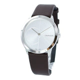 Buy Shop Calvin Klein Minimal Silver Dial Brown Leather Strap Watch for Men - K3M221G6 USA Online