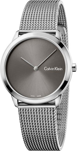 Buy Shop Calvin Klein Minimal Grey Dial Silver Mesh Bracelet Watch for Women - K3M221Y3 USA Online