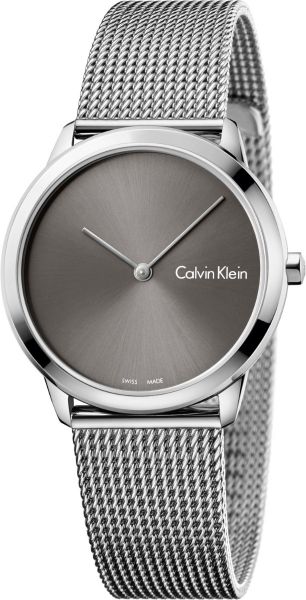 Buy Shop Calvin Klein Minimal Grey Dial Silver Mesh Bracelet Watch for Women - K3M221Y3 USA Online