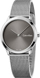 Buy Shop Calvin Klein Minimal Grey Dial Silver Mesh Bracelet Watch for Women - K3M221Y3 USA Online