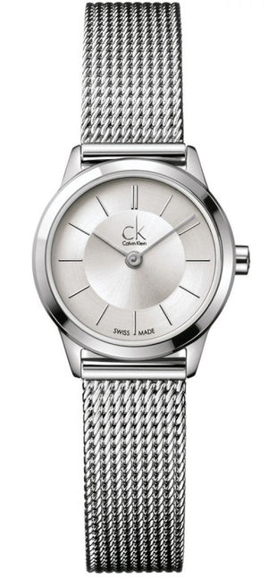 Buy Shop Calvin Klein Minimal White Dial Silver Mesh Bracelet Watch for Women - K3M23126 USA Online