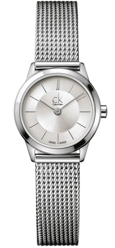 Buy Shop Calvin Klein Minimal White Dial Silver Mesh Bracelet Watch for Women - K3M23126 USA Online