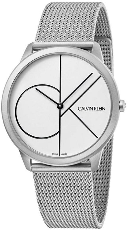 Buy Shop Calvin Klein Minimal White Dial Silver Mesh Bracelet Watch for Men - K3M5115X USA Online