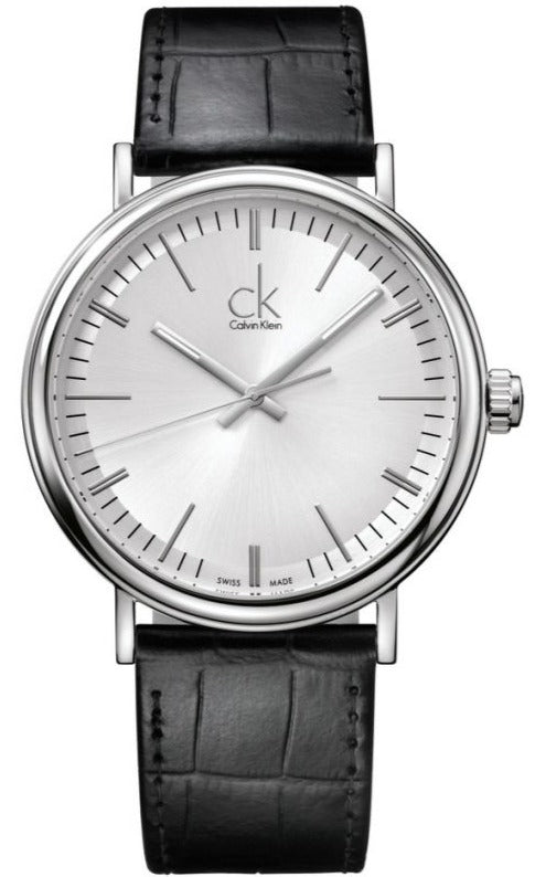 Buy Shop Calvin Klein Surround Silver Dial Black Leather Strap Watch for Men - K3W211C6 USA Online
