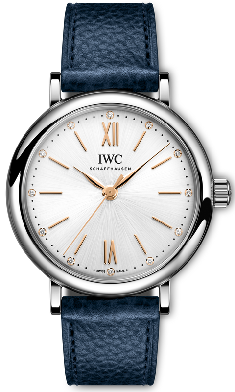 Buy Shop IWC Portofino Automatic Silver Dial Blue Leather Strap Watch for Women - IW357411 USA Online