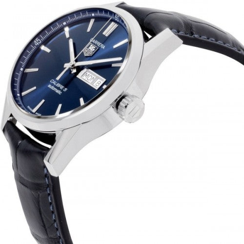 Buy Shop Tag Heuer Carrera Calibre 5 Automatic Blue Dial Blue Leather Strap Watch for Men - WAR201E.FC6292 USA Online