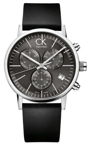 Buy Shop Calvin Klein Post Minimal Chronograph Black Dial Black Leather Strap Watch for Men - K7627107 USA Online