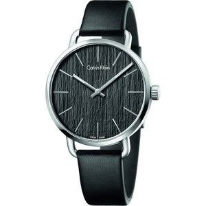 Buy Shop Calvin Klein Even Black Dial Black Leather Strap Watch for Women - K7B211C1 USA Online