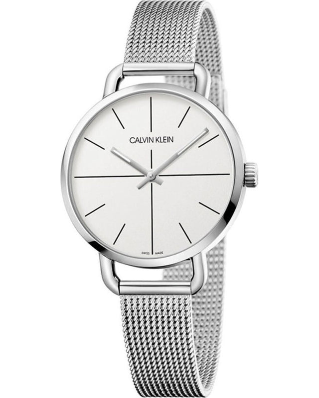 Buy Shop Calvin Klein Even White Dial Silver Mesh Bracelet Watch for Women - K7B23126 USA Online