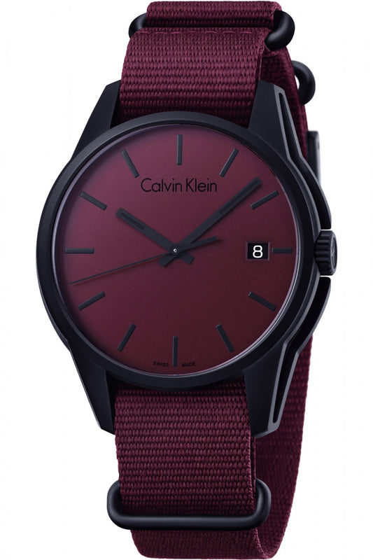 Buy Shop Calvin Klein Tone Maroon Dial Maroon NATO Strap Watch for Men - K7K514UP USA Online