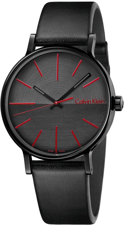 Buy Shop Calvin Klein Boost Black Dial Black Leather Strap Watch for Men - K7Y214CY USA Online