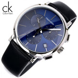 Buy Shop Calvin Klein Chronograph Blue Dial Black Leather Strap Watch for Men - K8Q371CN USA Online