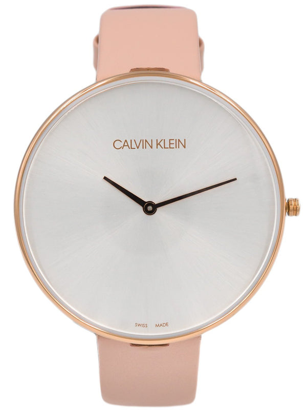Buy Shop Calvin Klein Full Moon Silver Dial Pink Leather Stap Watch for Women - K8Y236Z6 USA Online