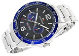 Buy Shop Tommy Hilfiger Erik Chronograph Blue Dial Silver Steel Strap Watch for Men - 1791366 USA Online