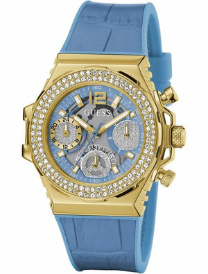 Buy Shop Guess Fusion Chronograph Blue Dial Blue Leather Strap Watch For Women - GW0553L3 USA Online