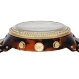 Buy Shop Michael Kors Runway Chronograph Gold Dial Brown Acetate Strap Watch for Women - MK7475 USA Online