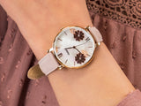 Buy Shop Fossil Jacqueline Three Hand Mother of Pearl Dial Pink Leather Strap Watch for Women - ES4671 USA Online
