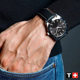 Buy Shop Tissot Gentleman Powermatic 80 Silicium Black Dial Black Leather Strap Watch For Men - T127.407.16.051.00 USA Online
