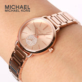 Buy Shop Michael Kors Portia Analog Quartz Rose Gold Dial Rose Gold Steel Strap Watch For Women - MK3839 USA Online
