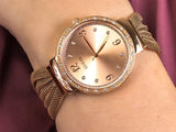Buy Shop Guess Chiffon Rose Gold Dial Mesh Bracelet Watch For Women - W1083L3 USA Online