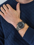 Buy Shop Fossil Goodwin Chrono Analog Black Dial Grey Steel Strap Watch for Men - FS5518 USA Online