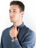 Buy Shop Fossil Grant Twist Multifunction Blue Dial Brown Leather Strap Watch for Men - ME1161 USA Online