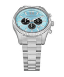 Michael Kors Lexington Chronograph Blue Dial Silver Steel Strap Watch for Men - MK9165