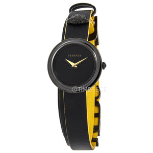 Buy Shop Versace V-Flare Quartz Black Dial Black Leather Strap Watch for Women - VEBN00518 USA Online