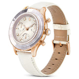 Swarovski Octea Chrono Crystals White Dial White Leather Strap Watch for Women - 5671150