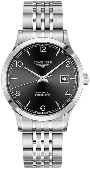 Buy Shop Longines Record Black Dial Automatic Stainless Steel 40mm Watch for Men - L2.821.4.56.6 USA Online