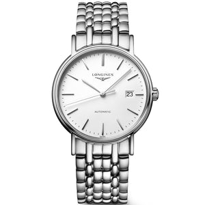 Buy Shop Longines Presence Automatic White Dial Silver Steel Strap Watch for Men - L4.921.4.12.6 USA Online