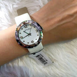 Buy Shop Marc Jacobs Amy White Dial White Leather Strap Watch for Women - MBM1136 USA Online