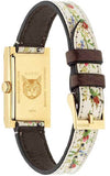 Buy Shop Gucci G-Frame Floral Mother of Pearl Dial White Leather Strap Watch For Women - YA147407 USA Online