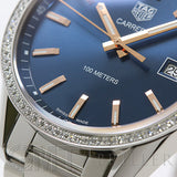 Buy Shop Tag Heuer Carrera Quartz Diamonds Blue Dial Silver Steel Strap Watch for Women - WAR1114.BA0601 USA Online
