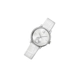 Calvin Klein Accent Silver Dial White Leather Strap Watch for Women - K2Y211K6